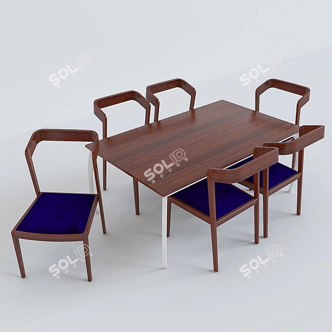 Elegant Mahtab Dining Set 3D model image 3