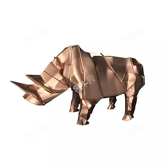 Copper Rhino Sculpture 3D model image 1