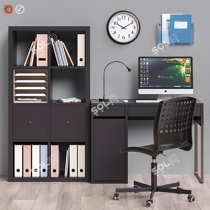 Sleek Workplace Set with IKEA Furniture 3D model image 1