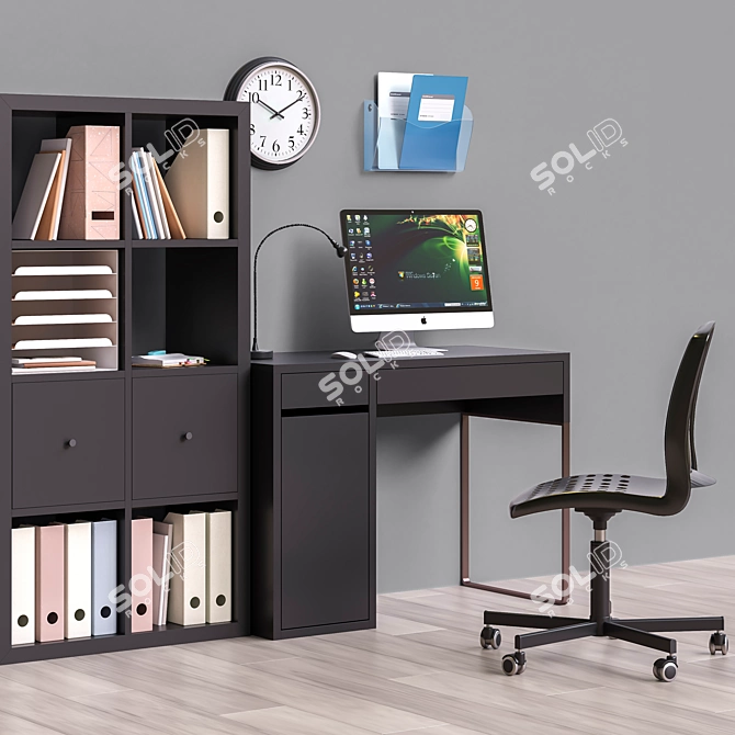 Sleek Workplace Set with IKEA Furniture 3D model image 2