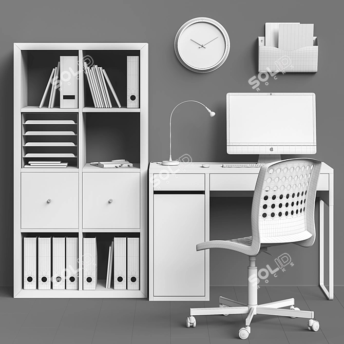 Sleek Workplace Set with IKEA Furniture 3D model image 3