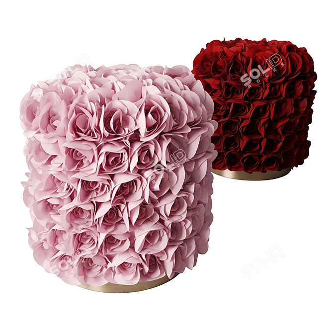 Elegant Floral Pouf 3D model image 1