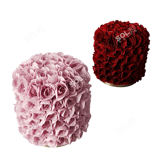 Elegant Floral Pouf 3D model image 2
