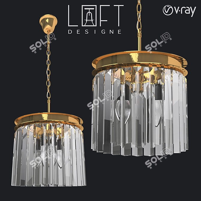 LoftDesigne 4636 Pendant Lamp: Metal and Glass, 30cm Diameter, 55cm Height 3D model image 1