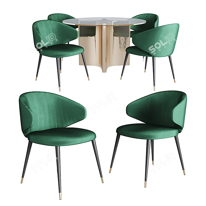 Elegant Volante Green Dining Set 3D model image 1