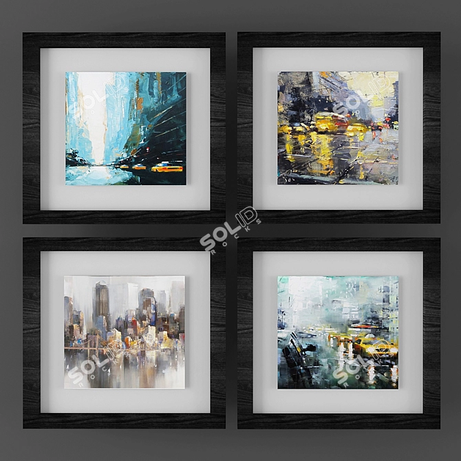 Modern Art Picture Set 3D model image 1