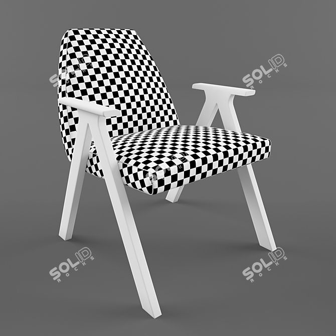 Elegant Leather Chair with Wooden Legs 3D model image 2