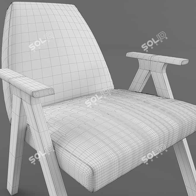 Elegant Leather Chair with Wooden Legs 3D model image 3