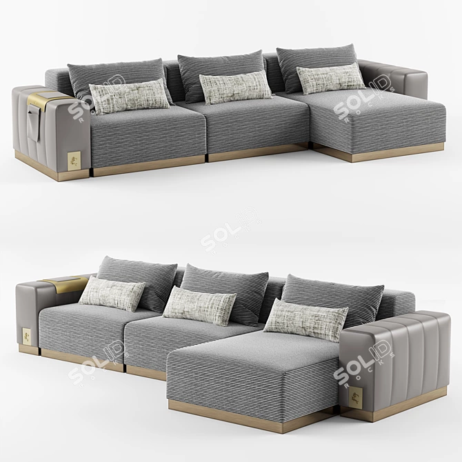 Luxury Leather Corner Sofa 3D model image 1