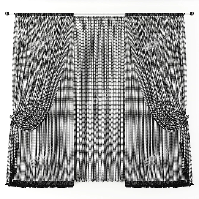 Elegant Window Drapes 3D model image 2