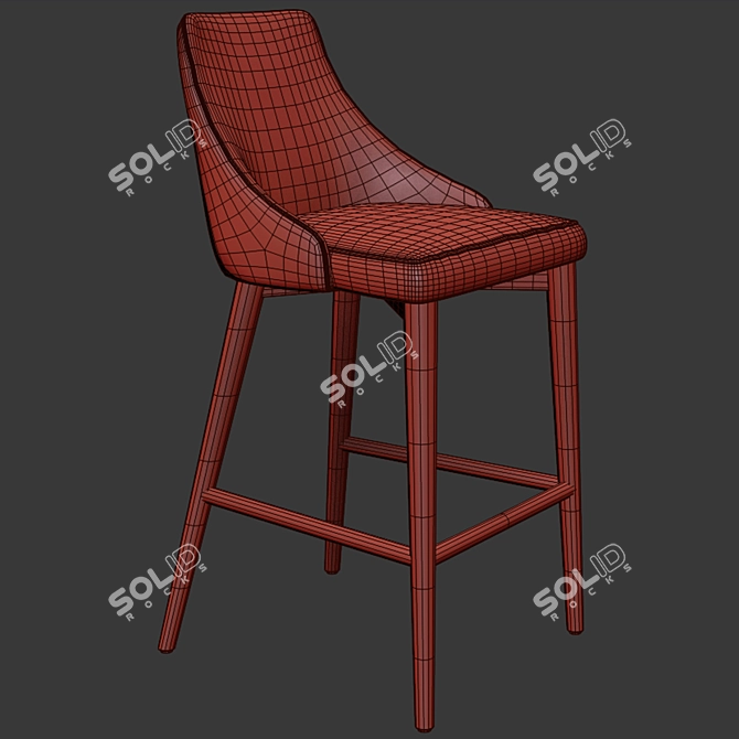 Bohr Slim Wingback Counter Stool 3D model image 3