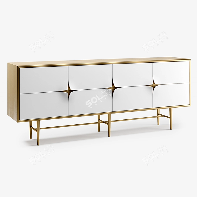 Gilded Steel Pared Console 3D model image 1
