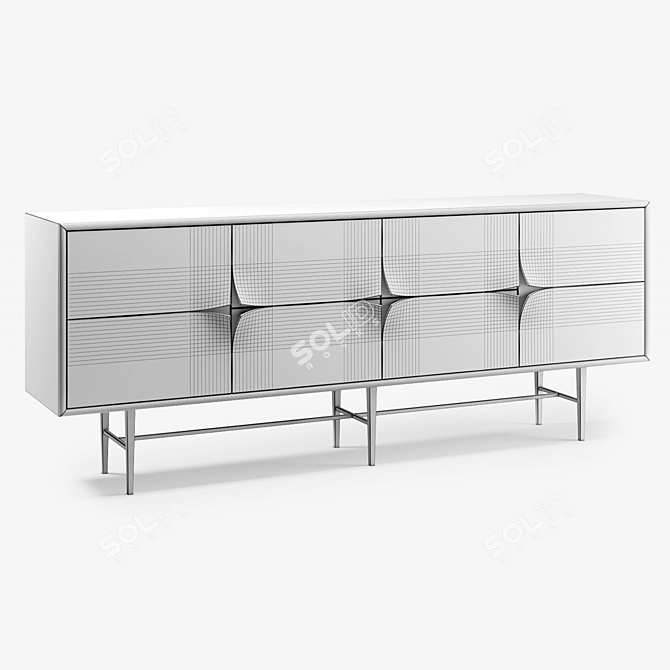 Gilded Steel Pared Console 3D model image 2