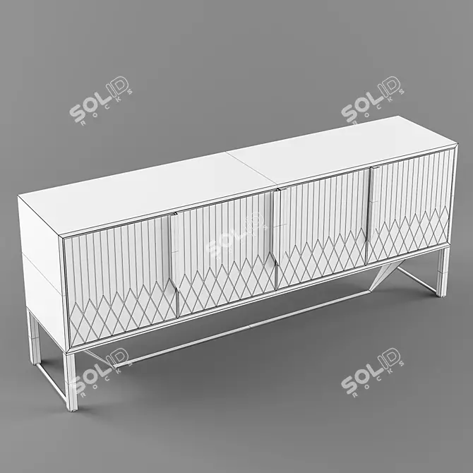 Prisma Glass & Wood Sideboard 3D model image 2