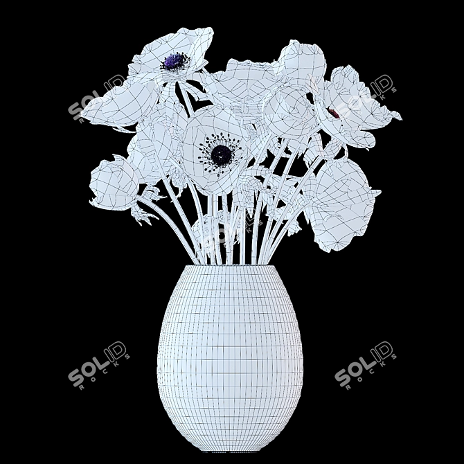 Crimson Anemone Bouquet 3D model image 3