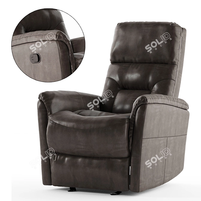 Luxurious Dark Brown Leather Recliner 3D model image 2