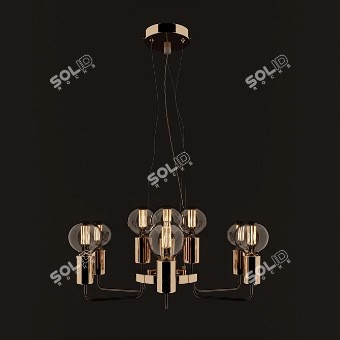 Gelo Hanging Chandelier: Elegant Gold & Black 3D model image 1