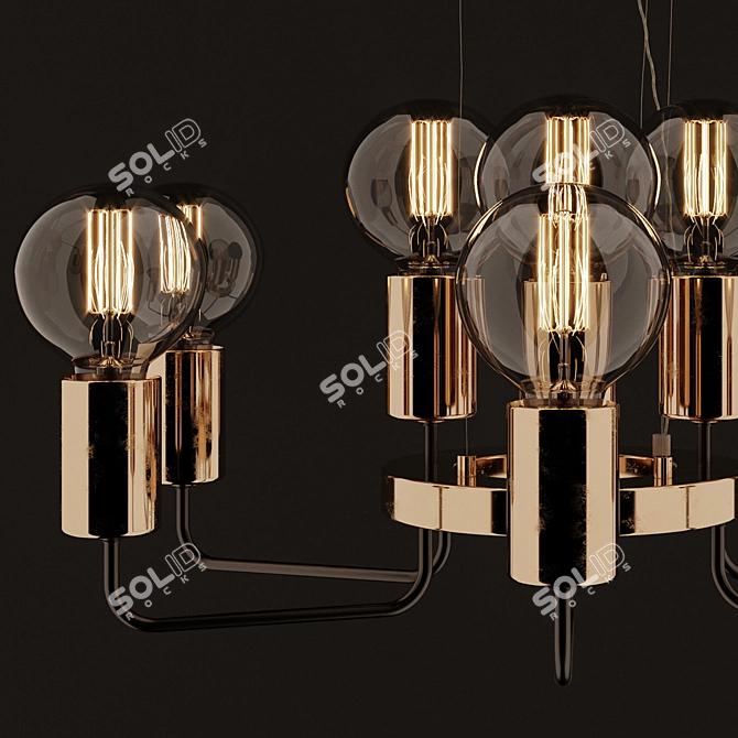 Gelo Hanging Chandelier: Elegant Gold & Black 3D model image 2