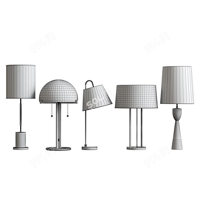 Sleek Metal Table Lamp Set 3D model image 3