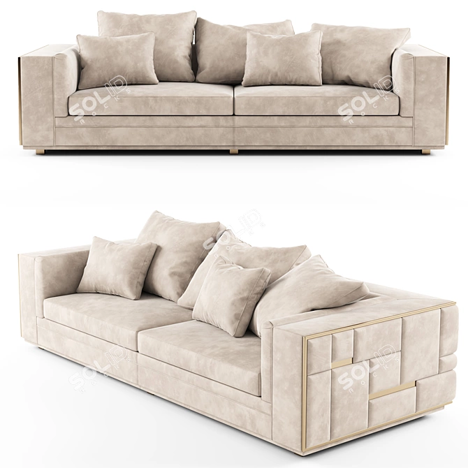 Luxurious Babylon Leather Sectional Sofa 3D model image 1