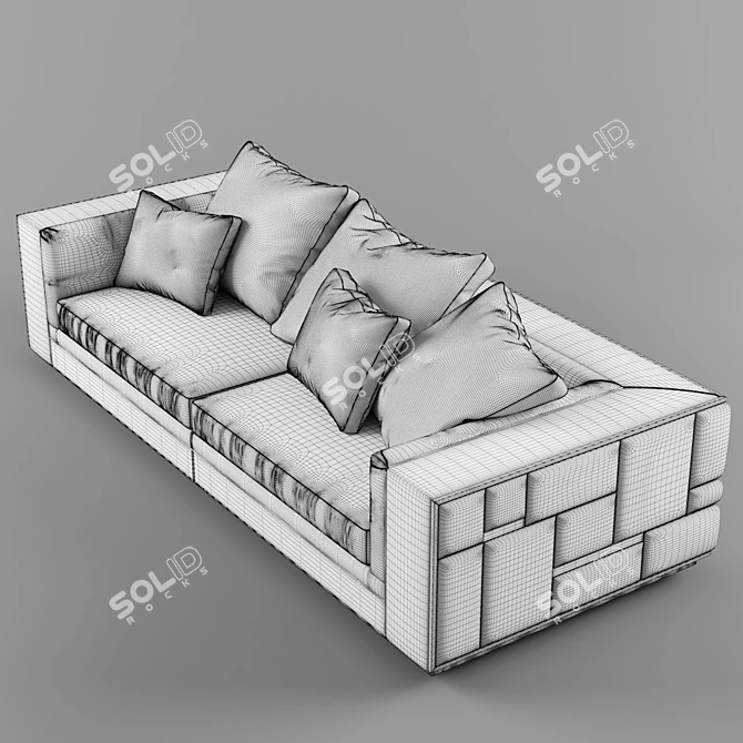 Luxurious Babylon Leather Sectional Sofa 3D model image 3