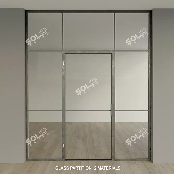 Modern Glass Partition with Swing Door 3D model image 1