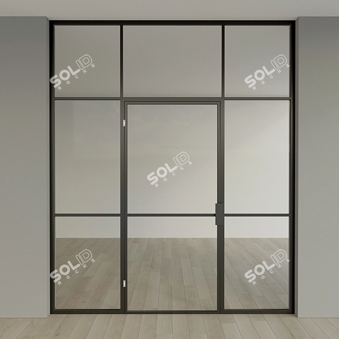 Modern Glass Partition with Swing Door 3D model image 2