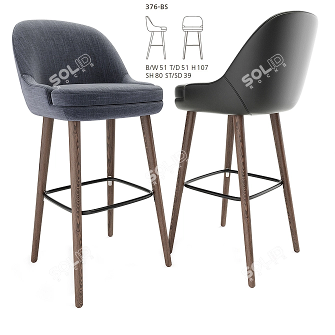 375 Walter Knoll Barstool: Sleek & Stylish Seating Solution 3D model image 1