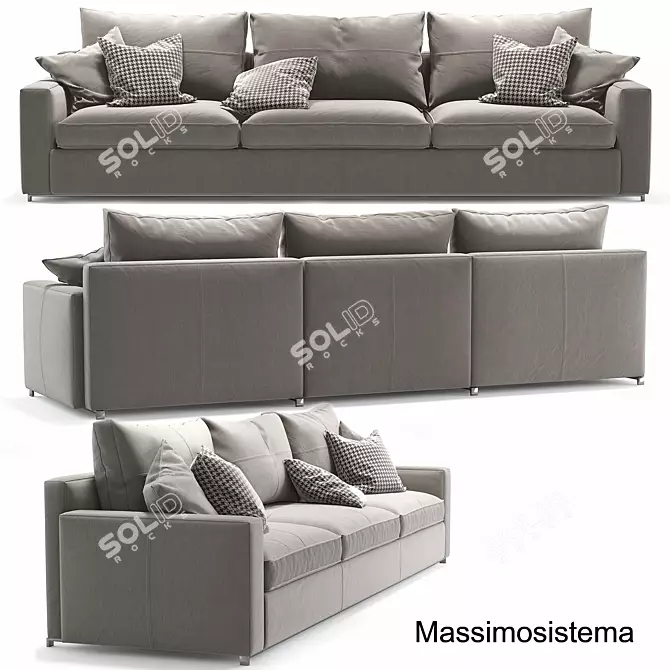 Elegant Massimosistema Sofa by Poltrona Frau 3D model image 1