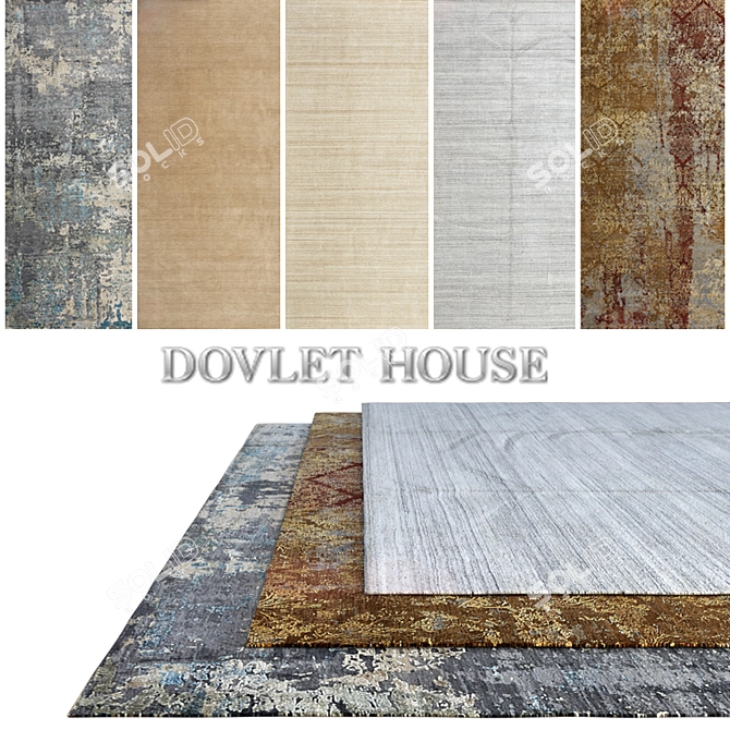 Title: DOVLET HOUSE 5-Piece Carpets Set 3D model image 1
