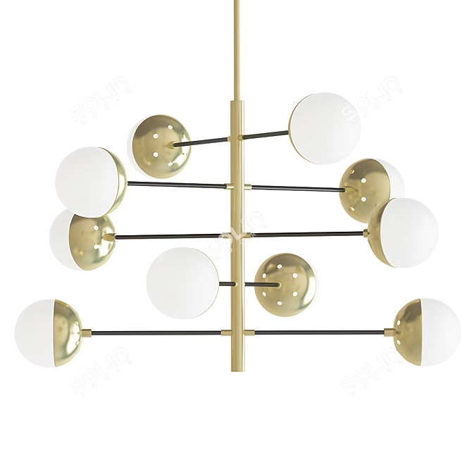 Abstract Glass and Metal Chandelier 3D model image 1
