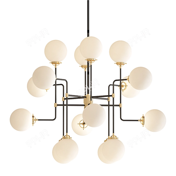 Elegant Milk Glass Bistro Chandelier 3D model image 1