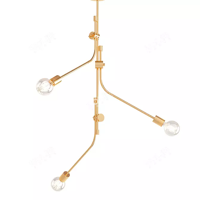 Branching Brass Chandelier 3D model image 1