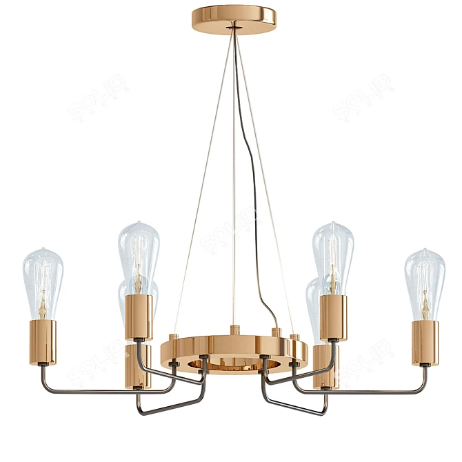 Golden Glow Stick Chandelier 3D model image 1