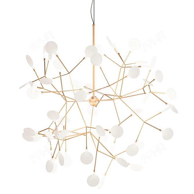 Elegant Gold Heracleum Chandelier 3D model image 1