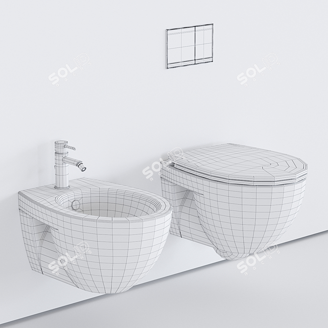 Eco-Friendly Wall-Hang WC Set 3D model image 3