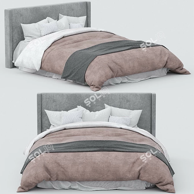 Title: Cozy Espresso Dream Bed 3D model image 1