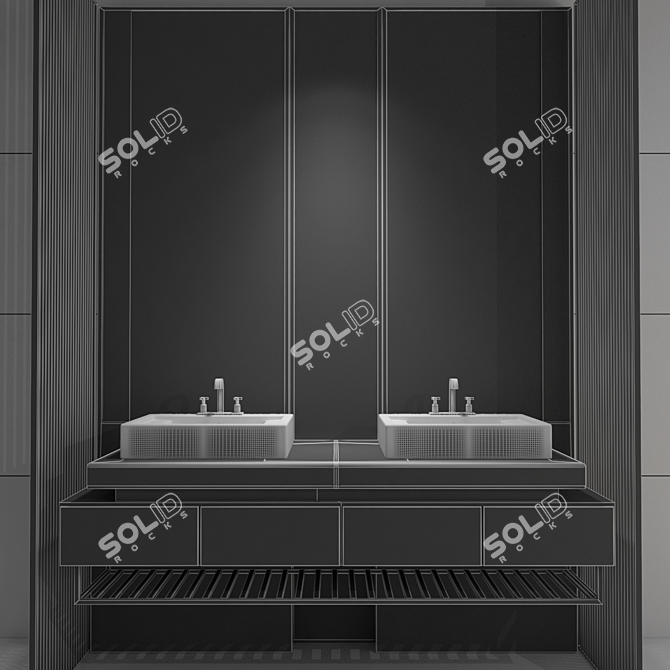 Elegant Bathroom Furniture Set 3D model image 3