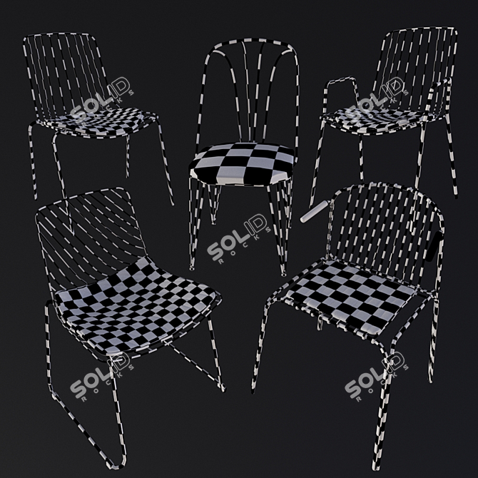 Sleek Wire Chairs: Modern Design, Comfy Seating 3D model image 3