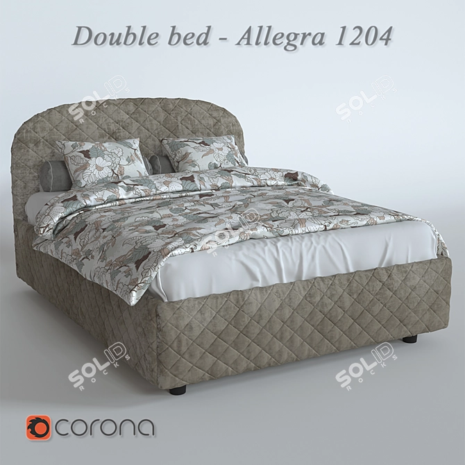 Title: Modern Square Quilt Upholstered Bed 3D model image 2