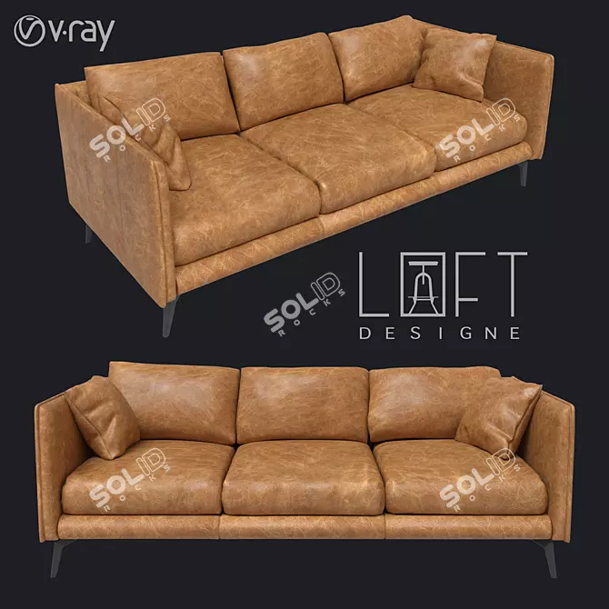 Sleek Metal and Leather Sofa - LoftDesigne 2007 Model 3D model image 1