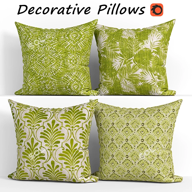 Green Outdoor Decorative Pillow Set 3D model image 1