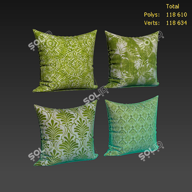 Green Outdoor Decorative Pillow Set 3D model image 2