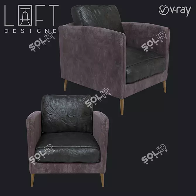 Sleek LoftDesign Sofa: Metal, Leather, Fabric | 2037 Model 3D model image 1