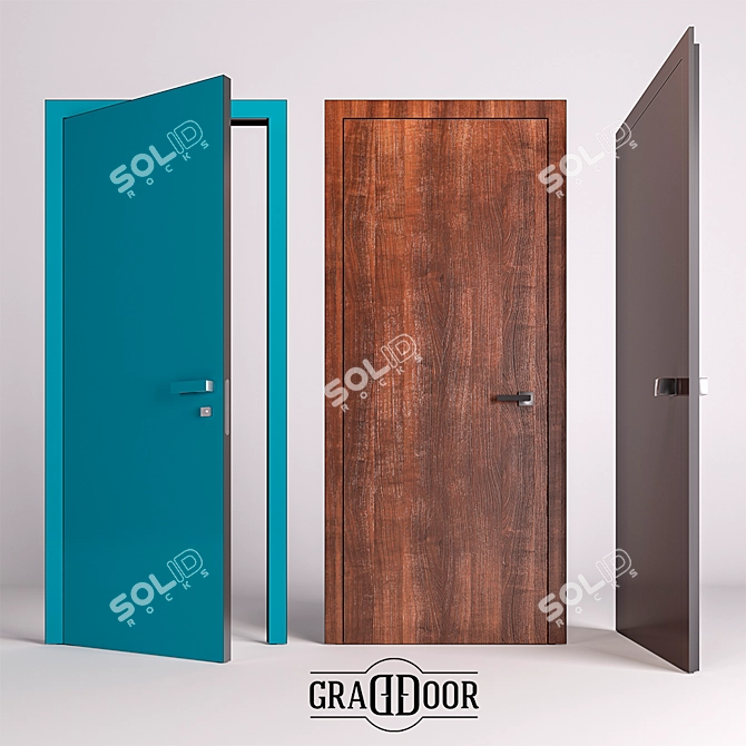 Sleek and Stylish Aluminum Interior Door 3D model image 1