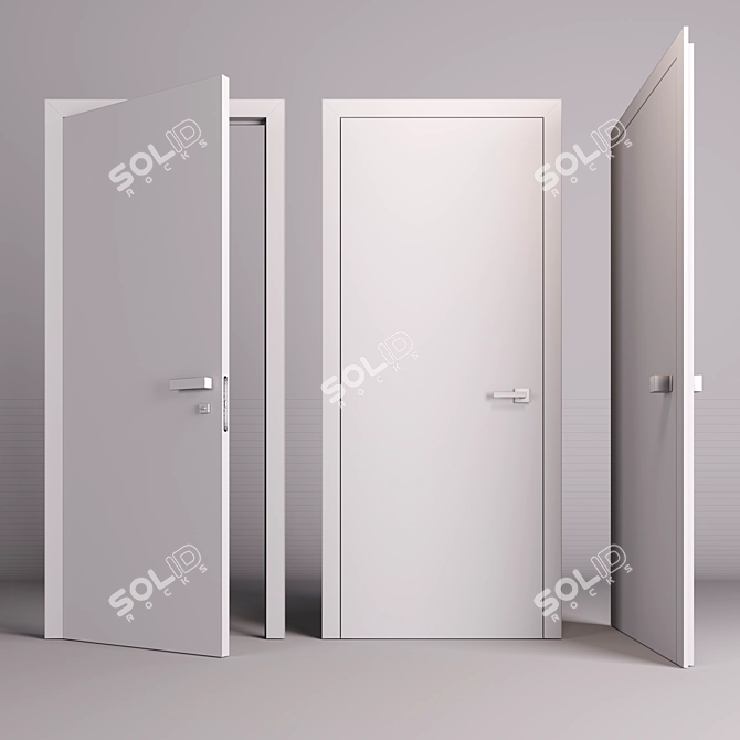 Sleek and Stylish Aluminum Interior Door 3D model image 2