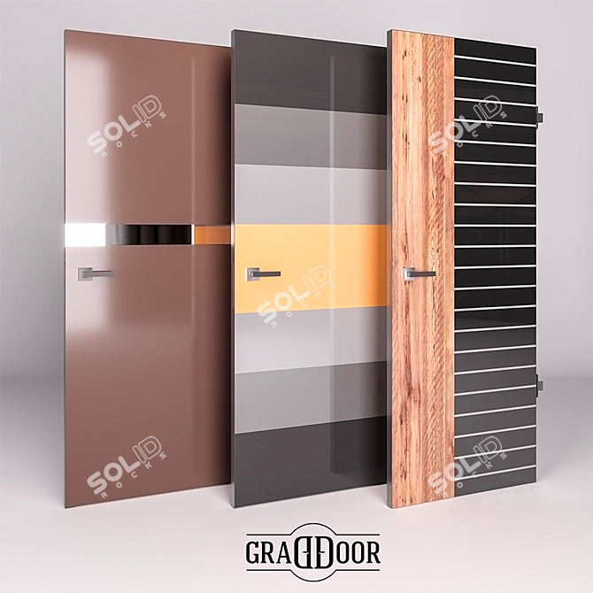Modern Aluminium Interior Door with Invisible Design 3D model image 1