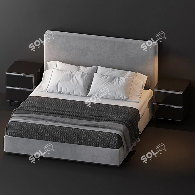 Modern Minimalist Bed Set 3D model image 2