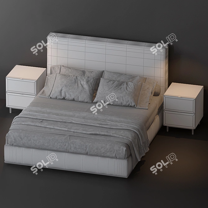 Modern Minimalist Bed Set 3D model image 3