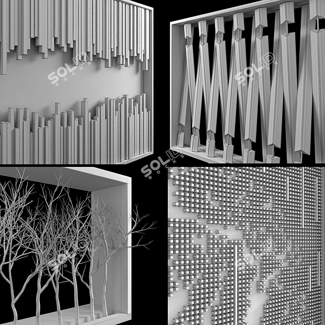 Elegant Wall Decor Set 3D model image 3